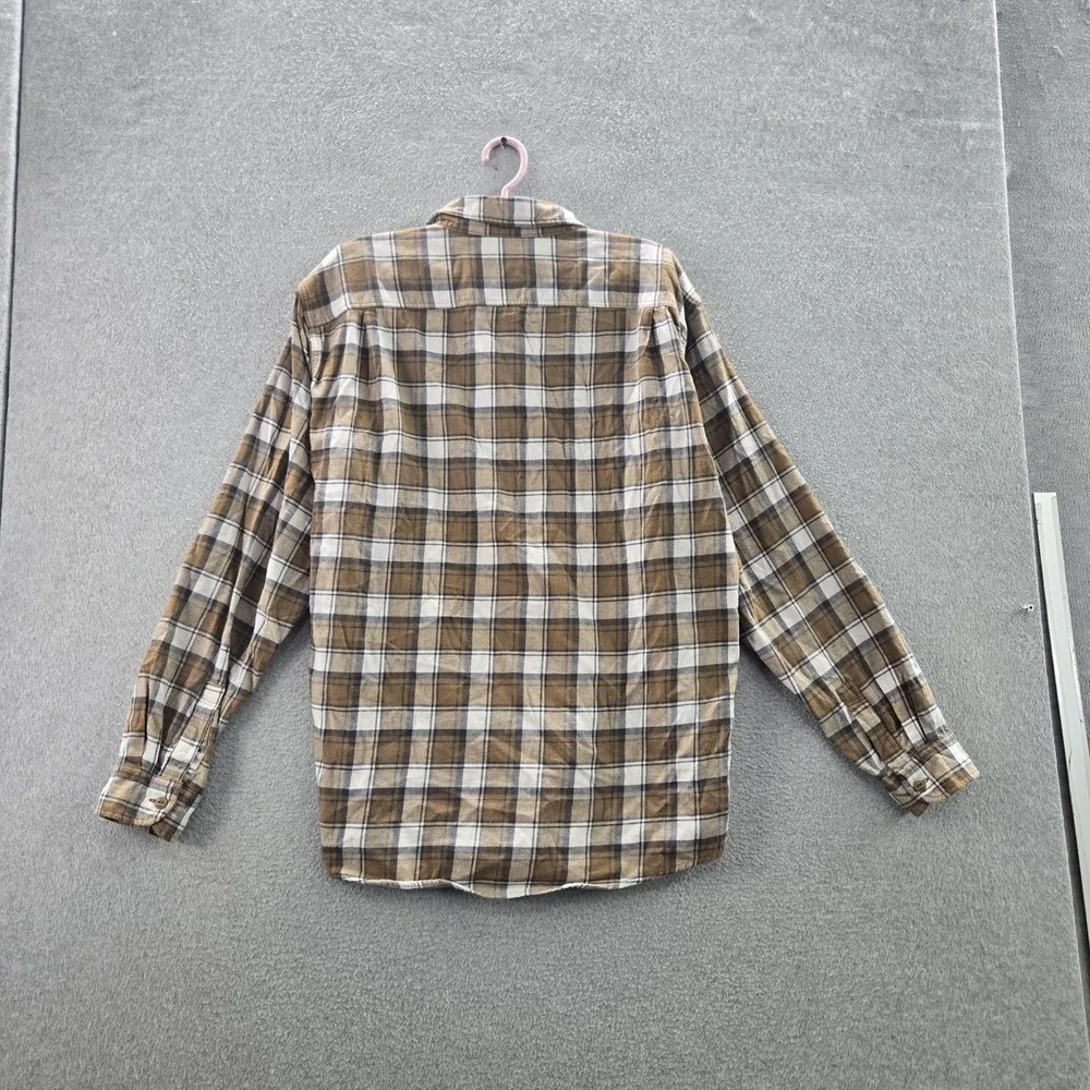Uniqlo‎ Men Button Up Shirt XL Brown Plaid Flannel Casual Long Sleeve